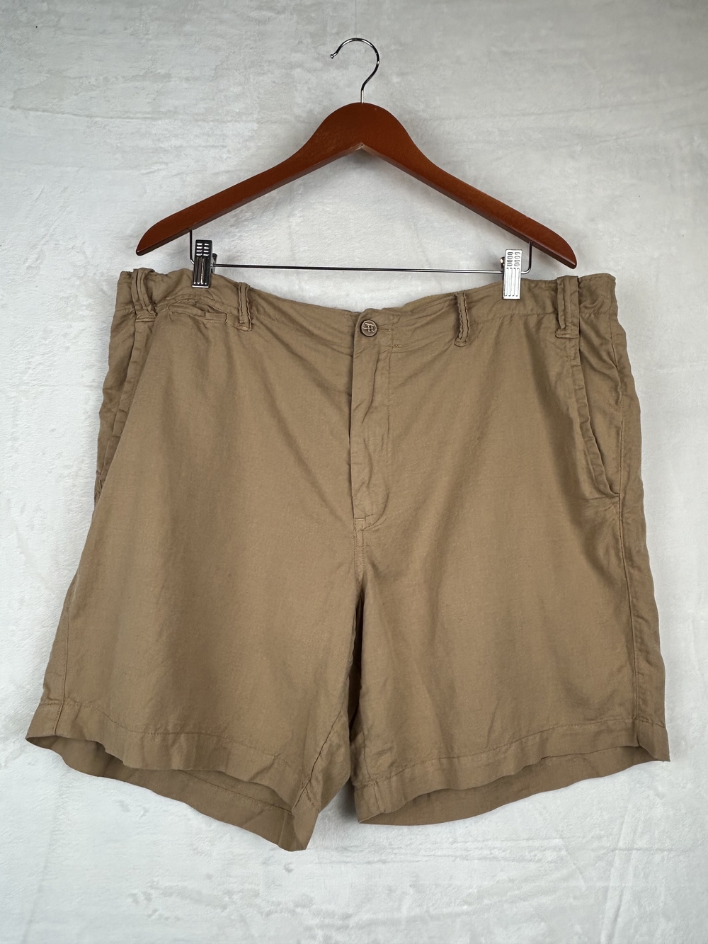 Polo Ralph Lauren Linen Chino Shorts Men's 40 Khaki Tan Flat Front Straight Fit